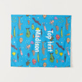 海おもしろい生き物のイラストレーション タペストリー (正面(横))