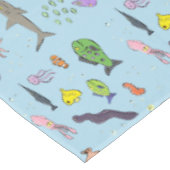 海おもしろい生き物のイラストレーション テーブルクロス (アングル)