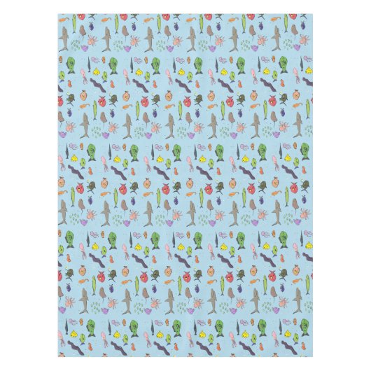 海おもしろい生き物のイラストレーション テーブルクロス (正面)