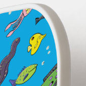 海おもしろい生き物のイラストレーション ピックルボールラケット (左詳細)