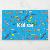 海おもしろい生き物のイラストレーション フードラベル (シングルラベル)