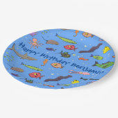 海おもしろい生き物のイラストレーション ペーパープレート (アングル)