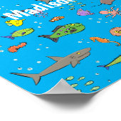 海おもしろい生き物のイラストレーション ポスター (角)