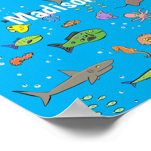 海おもしろい生き物のイラストレーション ポスター (角)