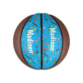 海おもしろい生き物のイラストレーション ミニバスケットボール (縦)