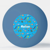 海おもしろい生き物のイラストレーション 卓球ボール (正面)