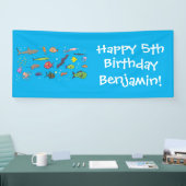 海おもしろい生き物のイラストレーション 横断幕 (トレードショー)