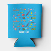 海おもしろい生き物のイラストレーション 缶クーラー (正面)