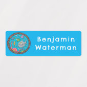 海おもしろい生き物のパーソナライズされた漫画 ラベル (デザイン2)