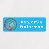 海おもしろい生き物のパーソナライズされた漫画 ラベル (デザイン1)