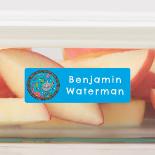 海おもしろい生き物のパーソナライズされた漫画 ラベル