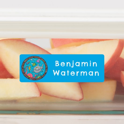 海おもしろい生き物のパーソナライズされた漫画 ラベル (貼付)