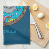 海おもしろい生き物の水中アニメ2 キッチンタオル (四つ折り)