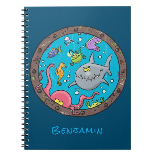 海おもしろい生き物の水中アニメ2 ノートブック (正面)
