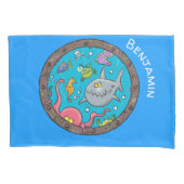 海おもしろい生き物の水中アニメ2 枕カバー (正面)