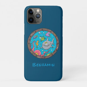 海おもしろい生き物の水中アニメ2 iPhone 11 PROケース