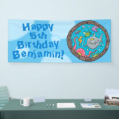 海おもしろい生き物の水中マンガ誕生日 横断幕 (トレードショー)