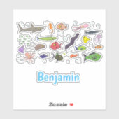 海おもしろい生き物イラストレーション シール (シート)