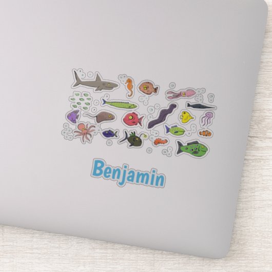 海おもしろい生き物イラストレーション シール (詳細)