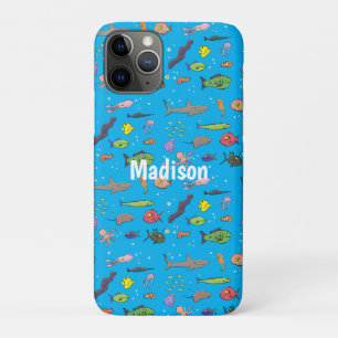 海おもしろい生き物イラストレーション iPhone 11 PROケース