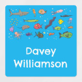 海おもしろい生の漫画パーソナライズされた模様 ラベル (デザイン2)