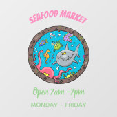 海おもしろい生物の水中アニメスケッチ ウィンドウサイン (シート)