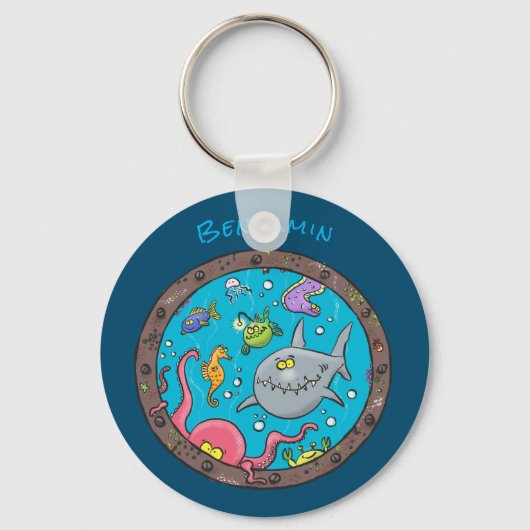 海おもしろい生物の水中アニメスケッチ キーホルダー (正面)
