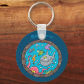 海おもしろい生物の水中アニメスケッチ キーホルダー (正面)