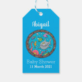 海おもしろい生物の水中アニメスケッチ ギフトタグ (裏面)