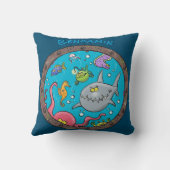 海おもしろい生物の水中アニメスケッチ クッション (裏面)
