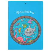 海おもしろい生物の水中アニメスケッチ クリップボード (裏面)