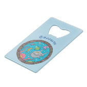 海おもしろい生物の水中アニメスケッチ クレジットカード栓抜き (正面アングル)