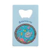 海おもしろい生物の水中アニメスケッチ クレジットカード栓抜き (裏面)