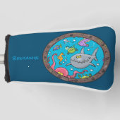 海おもしろい生物の水中アニメスケッチ ゴルフヘッドカバー (正面)