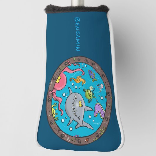 海おもしろい生物の水中アニメスケッチ ゴルフヘッドカバー (回転90)