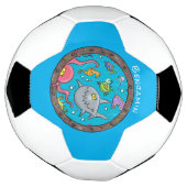 海おもしろい生物の水中アニメスケッチ サッカーボール (回転)