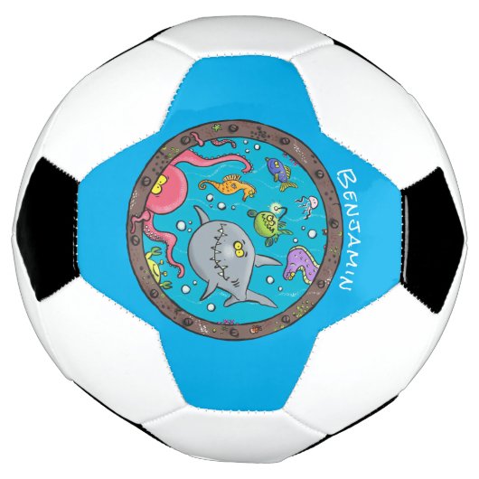 海おもしろい生物の水中アニメスケッチ サッカーボール (回転)