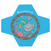 海おもしろい生物の水中アニメスケッチ サッカーボール (フラット)