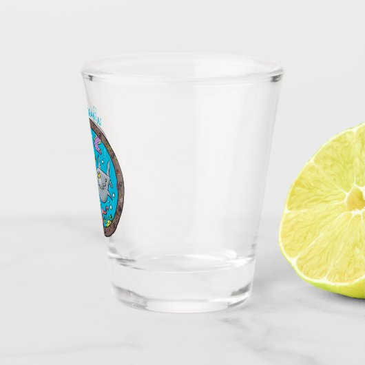 海おもしろい生物の水中アニメスケッチ ショットグラス (右)