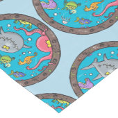 海おもしろい生物の水中アニメスケッチ ショートテーブルランナー (コーナー)