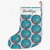 海おもしろい生物の水中アニメスケッチ スモールクリスマスストッキング (裏面)