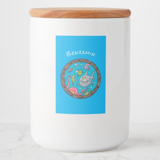 海おもしろい生物の水中アニメスケッチ フードラベル (正面)