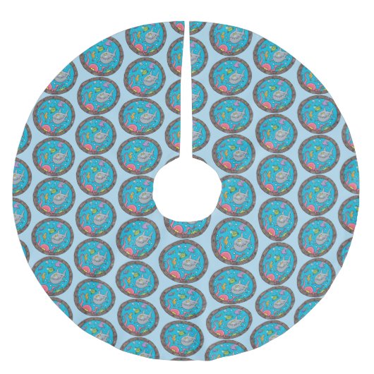 海おもしろい生物の水中アニメスケッチ ブラッシュドポリエステルツリースカート (正面)