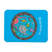 海おもしろい生物の水中アニメスケッチ マグネット (横)