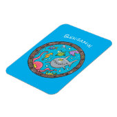 海おもしろい生物の水中アニメスケッチ マグネット (左側)