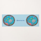 海おもしろい生物の水中アニメスケッチ ヨガマット (裏面(横))