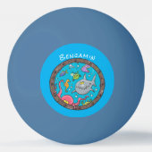 海おもしろい生物の水中アニメスケッチ 卓球ボール (裏面)