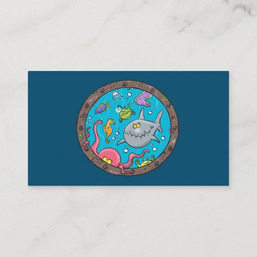 海おもしろい生物の水中アニメスケッチ 名刺 (裏面)