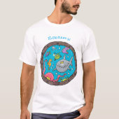 海おもしろい生物の水中アニメスケッチ Tシャツ (正面)