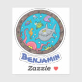 海おもしろい生 シール (シート)